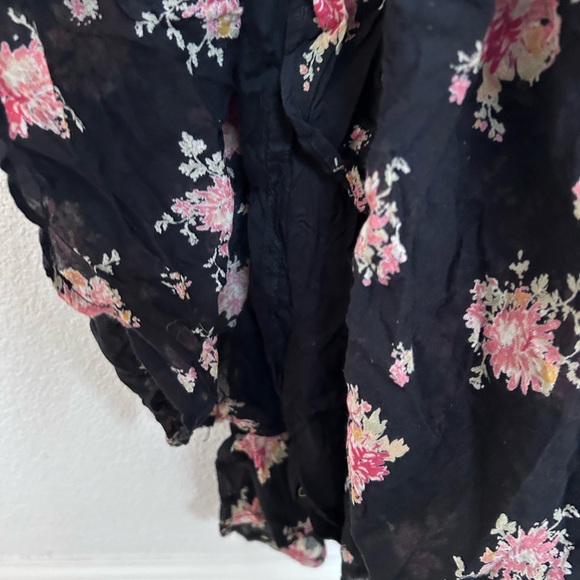 Free People Women's size 0 Black Sea Glass Floral Maxi Dress Lined Boho Flowy - Picture 6 of 16